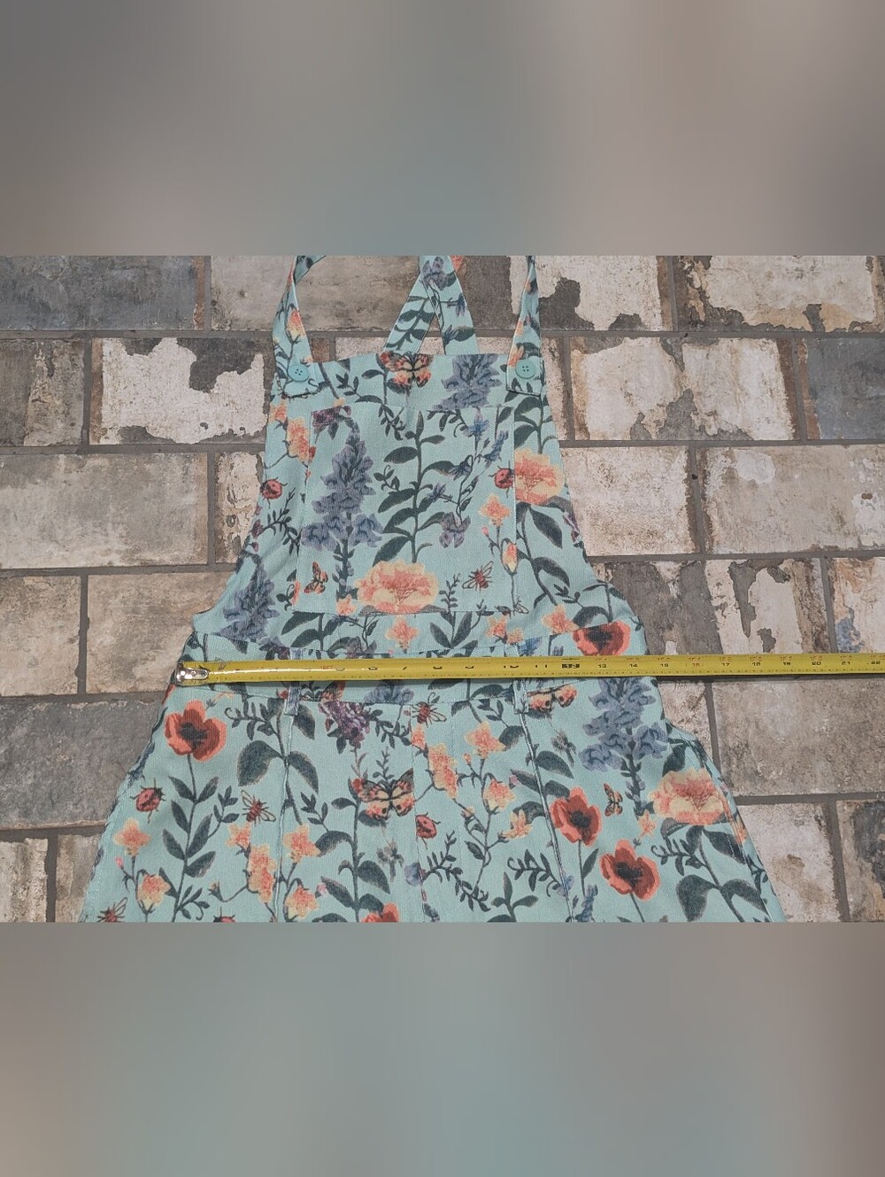 NWT Cider Sage Green Lightweight Corduroy Floral Overall Romper - Women's Medium - Picture 6 of 8